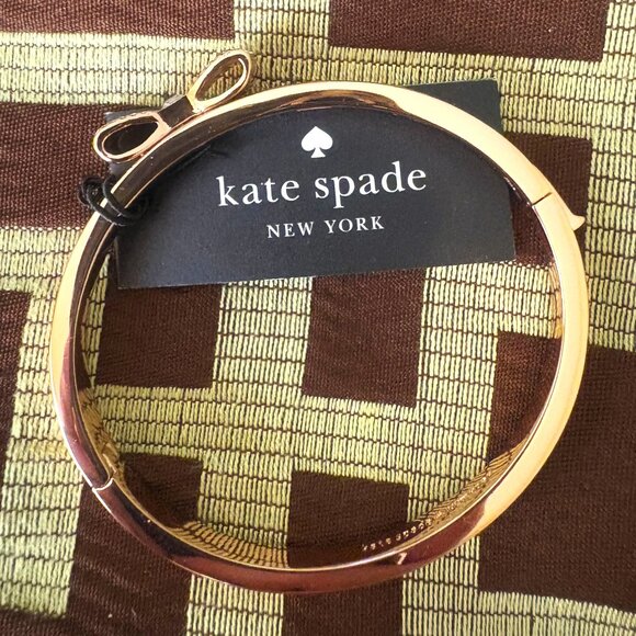 Kate Spade NWT Gold Bangle with Rhinestone "Ready-set-Bow" Bow - Picture 6 of 11